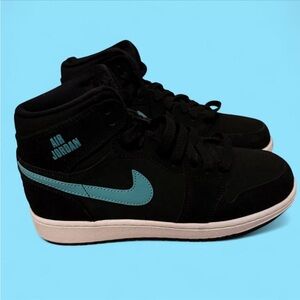 Air Jordan Kids' Black and Teal High-Top Sneakers